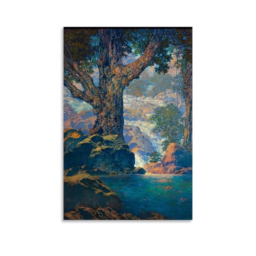 Art mural arbres & cascade tableau imprimé toile Maxfield Parrish