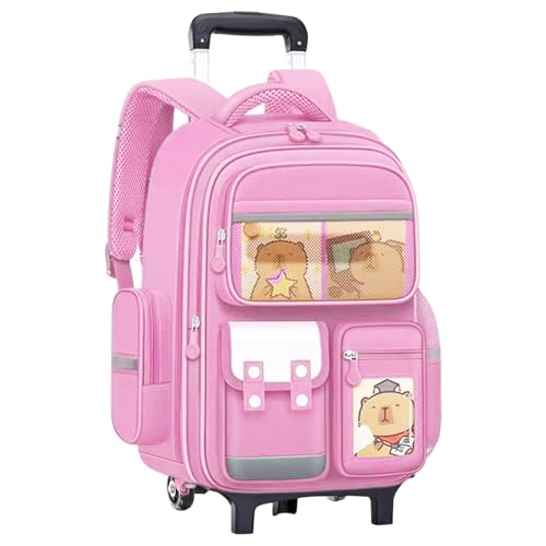 Mochila con ruedas de capibara para el colegio: un modelo lindo con tiras reflectantes