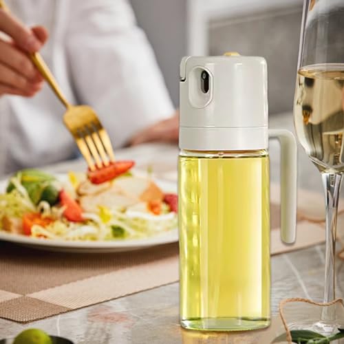 Spruzzatore e distributore di olio in vetro 2 in 1, 2024 aggiornato 2 in 1 dispenser di olio d'oliva e bottiglia spruzzatore per olio, bottiglia spray per olio in vetro da 550 ml, per cucina e - immagine 5