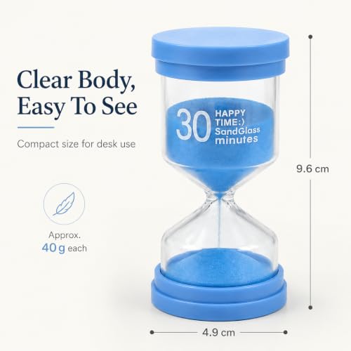 Image of 3 Pack Sand Timer Set, 10 20 30 Minute Colour Coded Hourglass for Kids Study, Homework, Kitchen, Classroom and Desk, Protective Plastic Frame