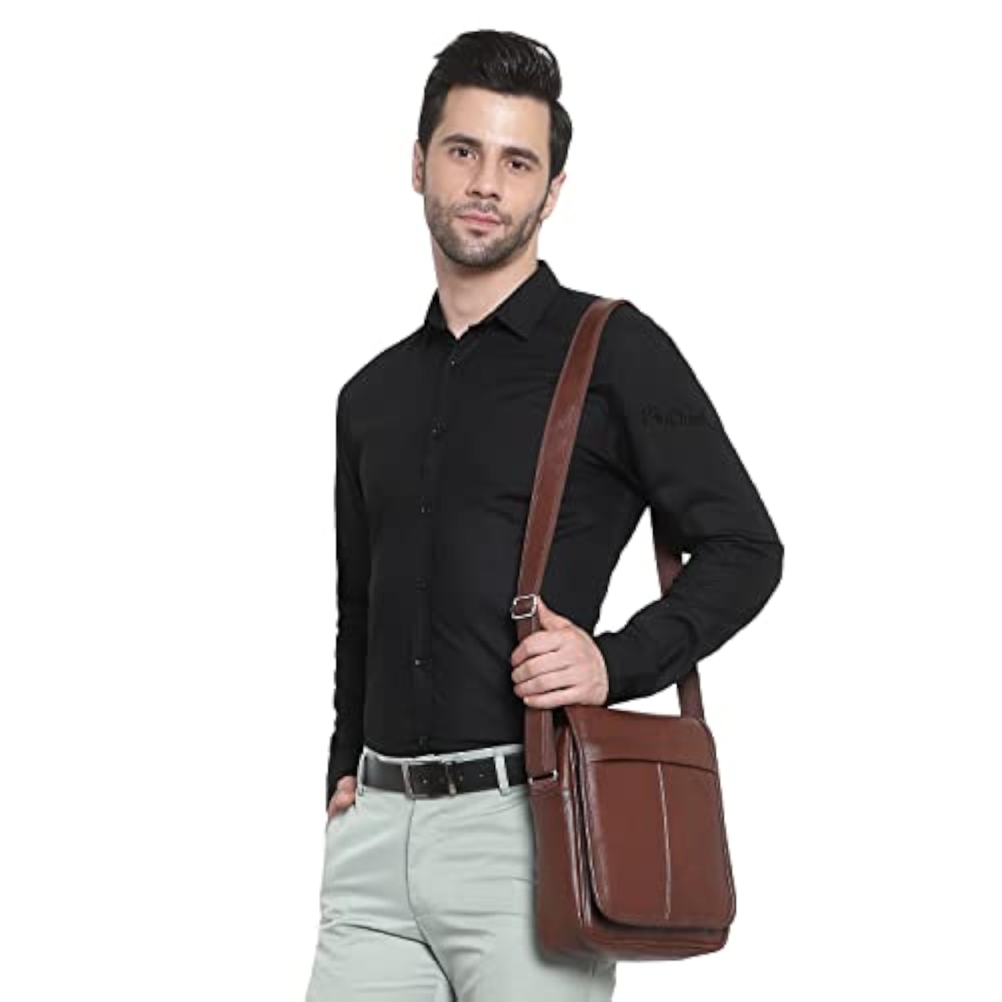 PU Leather Shoulder Bag for Men, Stylish Travel Messenger