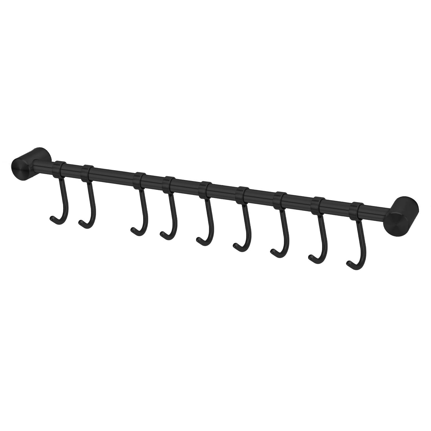 Intirilife barra de colgar para la cocina de acero inoxidable con 9 ganchos móviles para taladrar - 49.8 x 3.4 x 2.2 cm - barra de colgar para la cocina gancho varilla portavasos soporte de pared