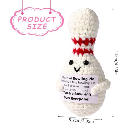 TOYMIS Positive Crochet Bowling Ball, Cute Emotional Knitted Plush Doll Toy Creative Stuffed Bowling Ball with Encouraging Card Funny Positive Gifts for Family Friends - Thumbnail 3