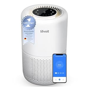 LEVOIT Luftreiniger 3-in-1 HEPA Filter, Luftfilter gegen Schimmel, Staub, Pollen & Gerüche, Air Purifier für Schlafzimmer, App Steuerung & Timer, Schlafmodus & Nachtlicht, Silberweiß