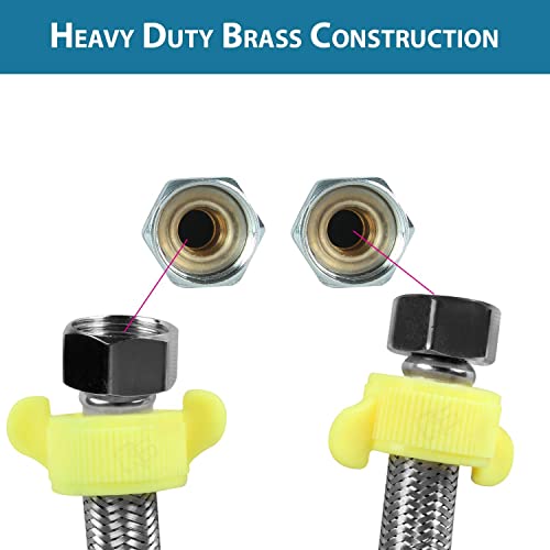 Image of SS-304 Heavy Duty Connection Pipe for Wash Basin, Geyser, Hot & Cold Water, Basin Mixer | Leak Proof Flexible Tap Connector Pipe | Rust Free, Durable, Long Life (24inch (Pack of 2)