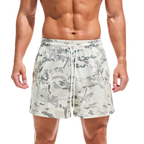 Short en maille homme motif animal de 5 pouces avec cordon
