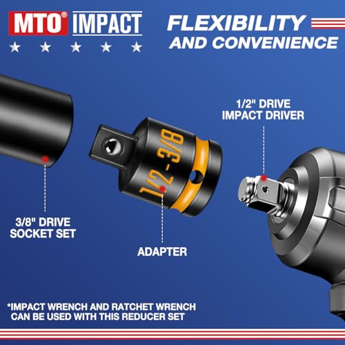 2 Pack Half Inch Female to 3 8 Inch Male Impact Socket Adapters Heavy Duty - Image 5