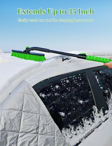 image for HEEYA Snow Brush for Car, Extendable Snow Brush and Ice Scraper with F
