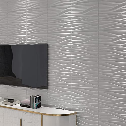 Art3d 19.7" x 19.7" (Pack of 12) Wall Panel Wavy, White by Art3d - Image 6