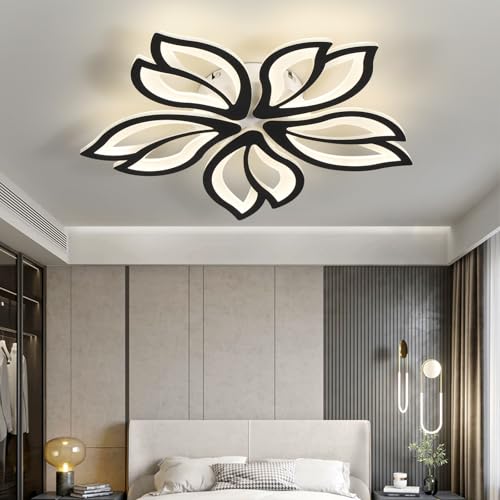 Comely Lámpara LED Regulable,45W 6000LM Creativas 5 Pétalos Plafón LED Techo en Acrílico con APP y Mando a Distancia 3000-6500K para Salón, Dormitorio