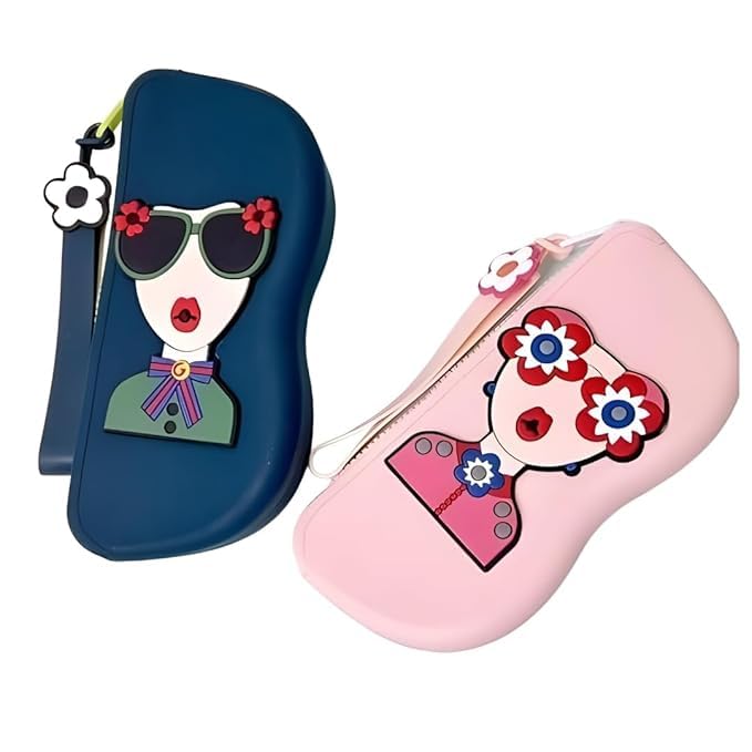 Cute Cartoon Face Sunglasses Case for Women & Kids – Hard Shell Eyeglass Storage Box with Zipper, Lightweight Portable Spectacle Holder, Travel-Friendly Protective Glasses Case-image-25