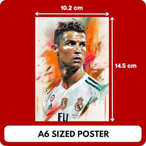 Image of auraposter Paper Ronaldo Poster (Set Of 48) | Cristiano Ronaldo Mini Posters (15 X10 Cm) | Football Posters Of Ronaldo For Wall, Bedroom, Living Room | Football For Wall | Glue Dots Included