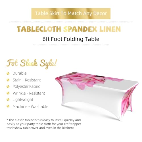 Nappe de table extensible en élasthanne à motif floral rose infroissable