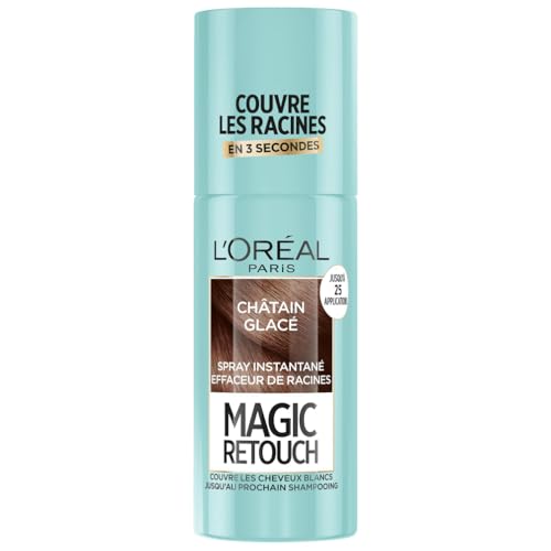 L’ORÉAL PARIS - Spray Instantané Correcteur de Racines & Cheveux Blancs - Hommes & Femmes - Magic Retouch - Châtain Glacé - 75ml