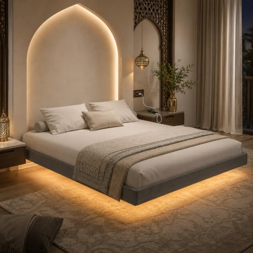 اطار سرير عائم 160 سم مع مصابيح LED من يانارا