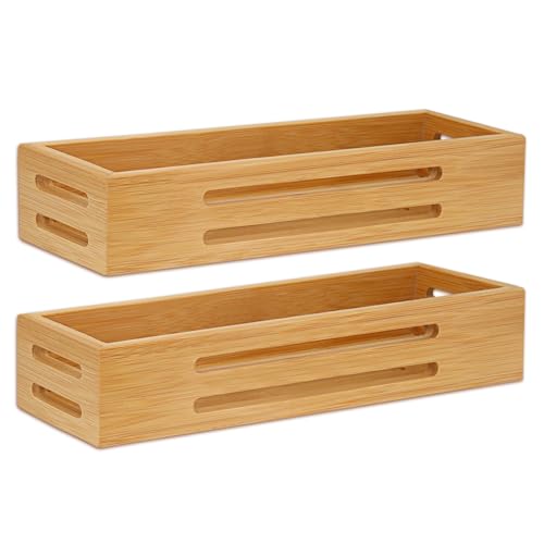 SAUNNIHEN Rangement Epices Bambou Sans Perçage, Lot de 2 Etagere a Epices Murale pour Portes d'armoires de Cuisine de Réfrigérateur, Auto-adhésifs ou Percer