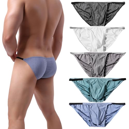 Summer Code Męskie seksowne slipy, elastyczne, marszczenie z tyłu, bikini, zestaw bielizny, Zestaw 5 sztuk, XXL