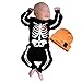 BIBOKAOKE Costume de cosplay Halloween pour bébé garçon et fille - Une pièce avec tête de mort imprimée - Grenouillère + bonnet - Ensemble de vêtements pour nouveau-né, automne, hiver, Halloween