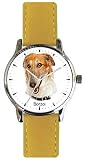 Borzoi Dog Breed is The Headshot Image On The Polished Chrome Watch with Leather Strap and Donation