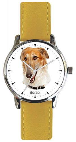 Borzoi Dog Breed Is The Headshot Image On The Polished Chrome Watch With Leather Strap And Donation To Aspca #TOP1
