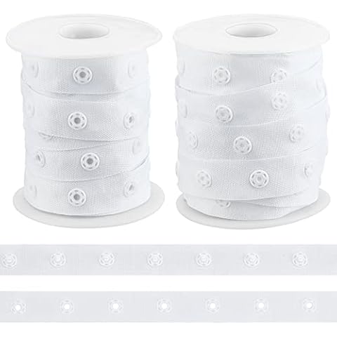OLYCRAFT 10 yards - Cinta de botón para coser de poliéster blanco Cover