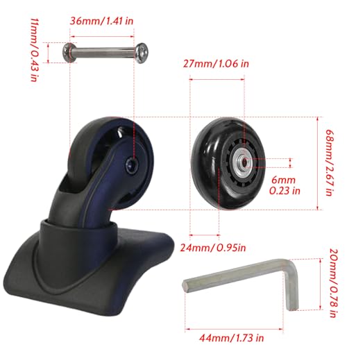 Replacement Luggage Wheels 68x24mm Suitcase Wheels Repair Repair Set Wear-Resistant Trolley Casters for Trolley Bag, Inline Skate and Caster Board2