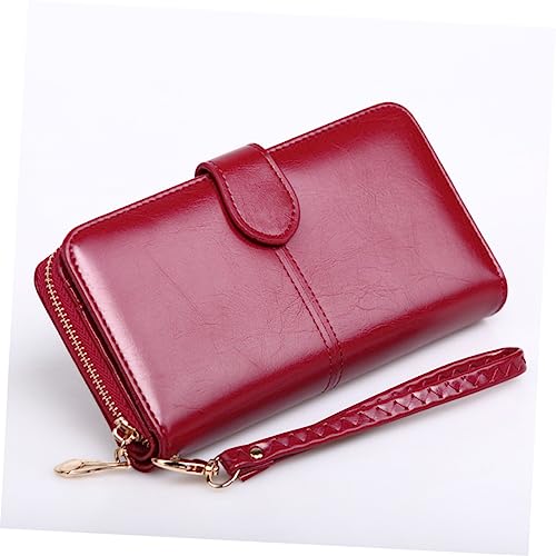 Phone Case Strap Oil Wax Leather Long Purse Zipper Snap Closure Zipped Pouch4
