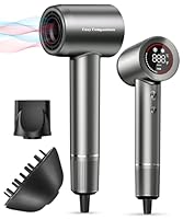 Hair Dryer - Negative Ionic Blow Dryer with 150000 RPM High Speed Brushless Motor for Fast Drying, Low Noise, HD Display Hair Dryer with Diffuser and Nozzle, 5 Temps & 2 Speeds