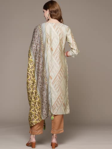 Image of anubhutee Women's Floral Embroidered Printed Kurta with Trousers and Dupatta