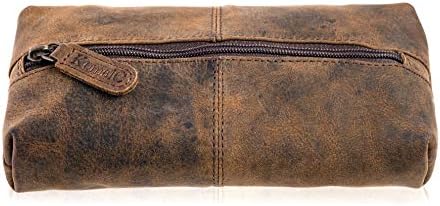 KomalC Leather Zip-Lock Cosmetic Makeup Pouch Bag Pen Pencil case