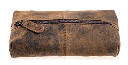 KomalC Genuine Buffalo Leather Zip-Lock Cosmetic & Pencil Pouch – Versatile Makeup and Stationery Case by KomalC - Used condition - CA$20.52