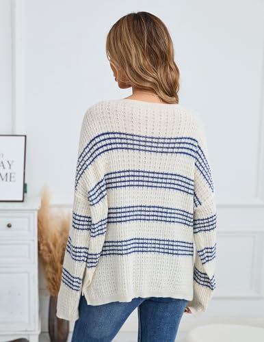 Image of Libsorge Womens Oversized Sexy Off The Shoulder Boat Neck Cute Striped Lightweight Sweater Fall Winter 2025 Trendy Waffle Knit Crewneck Long Sleeve Pullover Top Apricot L