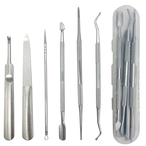 Set of 6 Stainless Steel Ingrown Pedicure Toenail Tool Kit with File and Lifters for Ingrown and Thick Nails Treatment, Nail Care