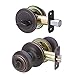 Amazon Basics Exterior Knob with Key Lock and Deadbolt, Classic, Oil Rubbed Bronze, Set of 2