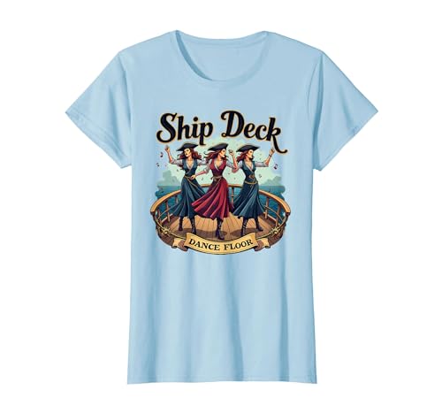 Ship Deck Dance Floor Disney Cruise Pirate Women Design T-Shirt, Women, Baby Blue, Small