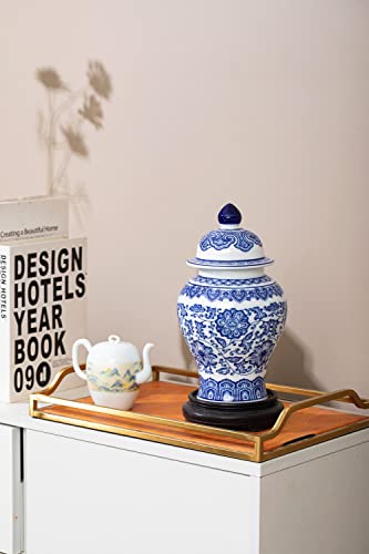 Galouro Blue And White Ginger Jars For Home Décor,Small Chinoiserie Porcelain, Good Ideal For Room, Office Decoration,9.8" H #TOP3