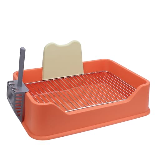 Caja de arena para gatos tipo bandeja con rejilla de acero inoxidable miniatura 1