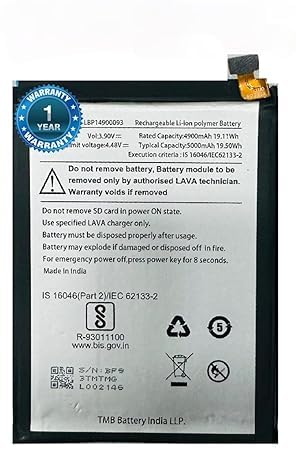 Image of Original LBP14900093 Battery for Lava Blaze 2 5G / Lava Yuva 3 Battery with 1 Year Warranty**(T118)