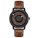 EUTOUR Montre Homme Montres Magnétique de Boule d'acier Analogique Montre à Quartz Montres Bracelet en Cuir