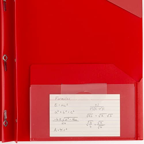 Five Star 2-Pocket Folder, Plastic Folder With Stay-Put Tabs And Prong Fasteners, Fits 3-Ring Binders, Includes Writable Label, Holds 11" X 8-1/2", Fire Red (72109) #TOP5