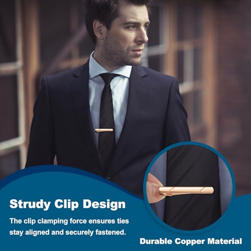 PATIKIL Tie Clip for Men, Necktie Bar Pinch Clips with Gift Box for Regular Ties Wedding Business Valentine's Day Father's Day Anniversary Birthday, Rose Gold by PATIKIL - Image 3