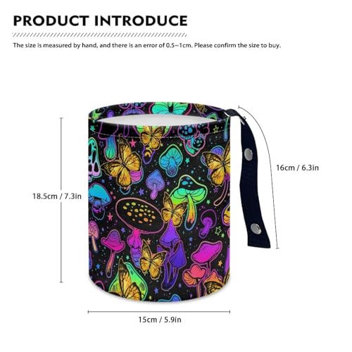 Image of Funny Colorful MushroomTrash Bag, Car Trash Can - Cute, Portable, Collapsible for Back Seat, Floor, or Hanging Headrest Waste Basket - Car Garbage Accessory