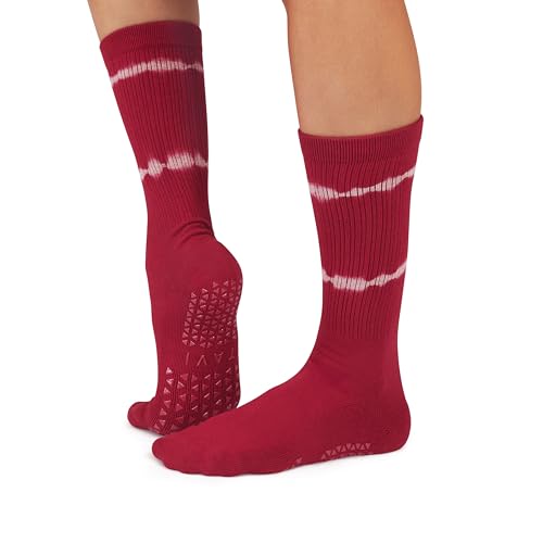Image of TAVI Kai Crew Grip Socks for Women - Pilates Socks with Non-Slip Grips, Arch Support - Wear for Yoga, Barre, Studio Workouts