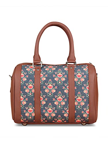 Image of ZOUK Printed Vegan Leather Handmade Women's Handbags with double handles and detachable Sling Strap