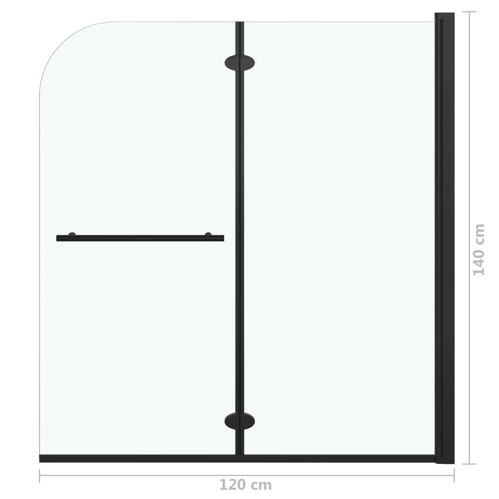 Składana kabina prysznicowa ze szkłem bezpiecznym ESG, 120 x 140 cm, czarna, 2 panele, rama aluminiowa, składane drzwi prysznicowe do łazienki, wnęki i wejście narożne bez barier