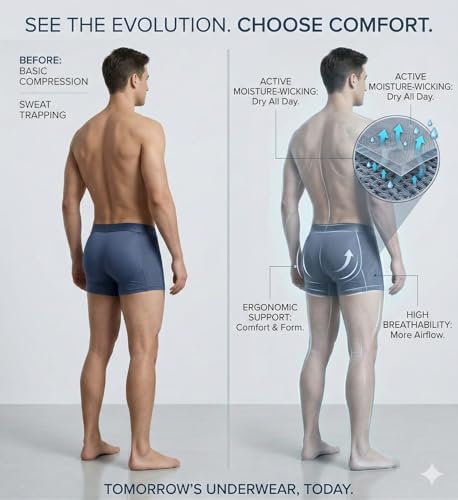 Image of Men's Padded Underwear - Nylon Ice Silk Breathable Boxer Briefs - Hip & Buttocks Enhancer and High-Elasticity Width (3.5cm) Shapewear for Men