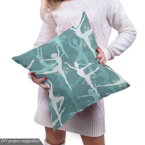 Image of Ambesonne Classic Fabric by The Yard, Dancing Silhouette of Ballerinas Woman Body Performing Dancers Modern Art Deco, Decorative Fabric for Upholstery and Home Accents, 2 Yards, Seafoam Teal