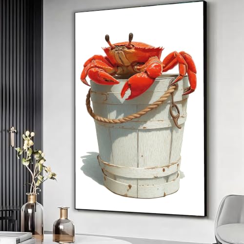 Impression sur toile animaux marins et crabe rouge 50x75cm pour relooker un mur blanc sans éclat