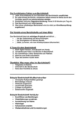 NBECOM Berichtsheft Ausbildung/Ausbildungsnachweisheft täglich/wöchentlich - DIN A4, 28 Blatt, 1 Woche je Seite, Montag bis Sonntag … (1)