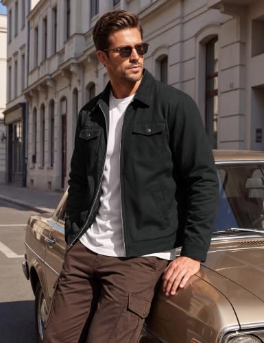Image of TACVASEN Men's Casual Quilted Cotton Jacket Cargo Corduroy Collar Jacket Work Shacket with 5 Pockets for Fall and Winter